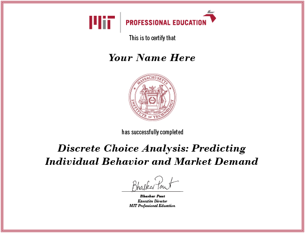 Discrete Choice certificate image